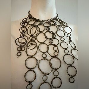 All Saints Brass Bamboo Circle Necklace